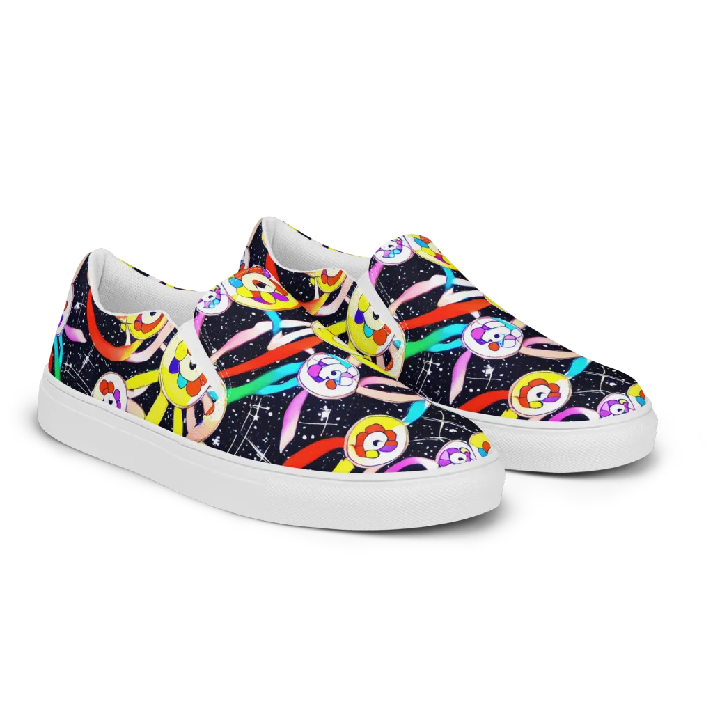 Cosmic Bloom Parade on Women's Slip-On Canvas Shoes — Right Front