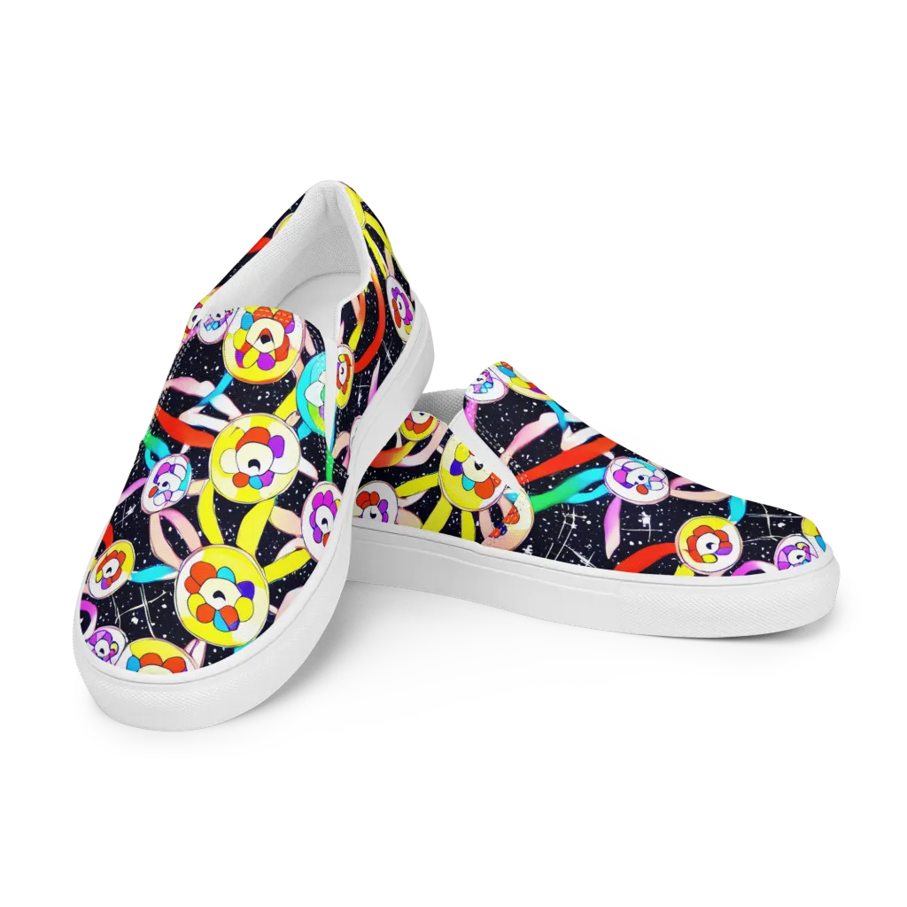 Cosmic Bloom Parade on Women's Slip-On Canvas Shoes — Left Front