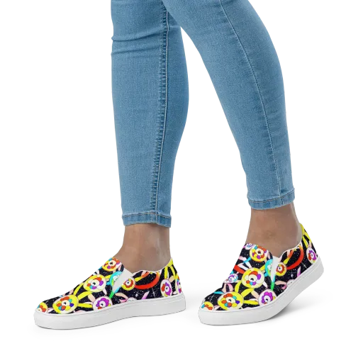 Cosmic Bloom Parade on a Women's Slip-On Canvas Shoes