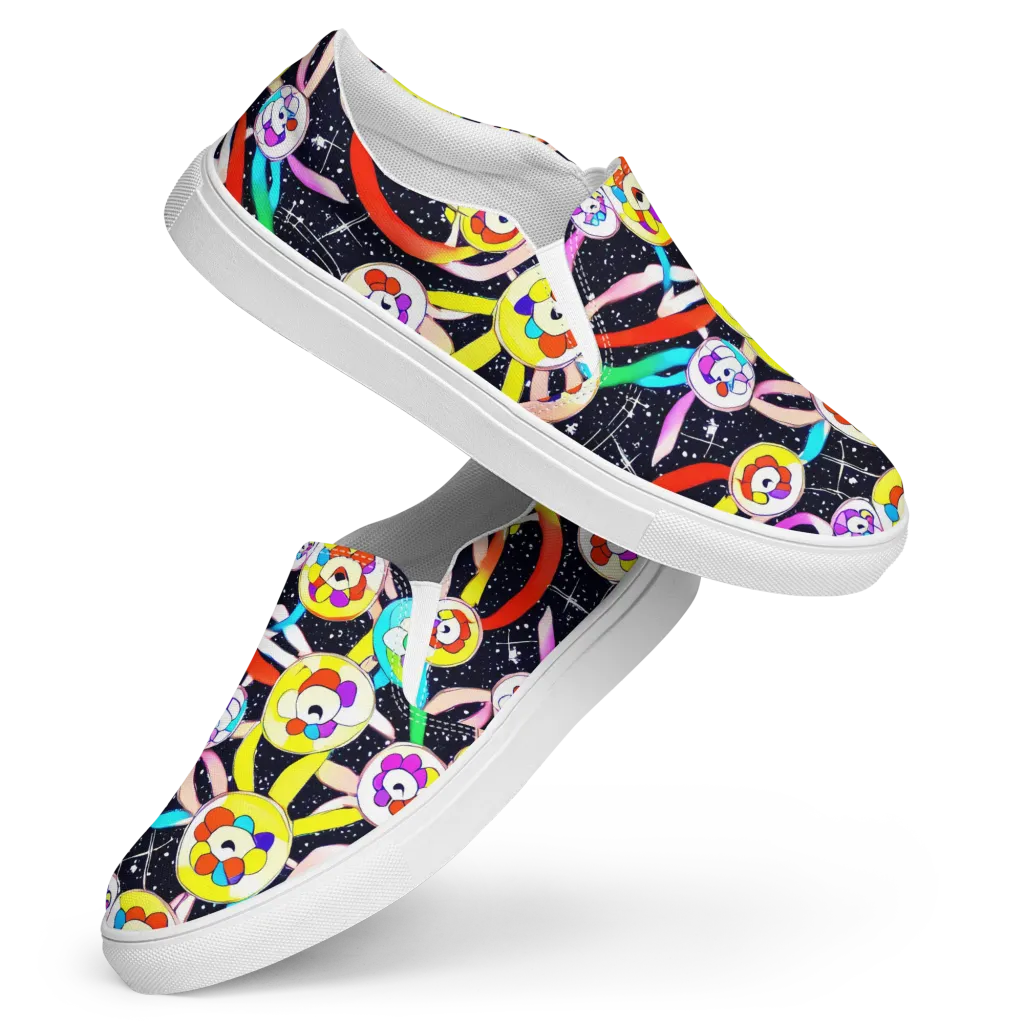 Cosmic Bloom Parade on Women's Slip-On Canvas Shoes — Front