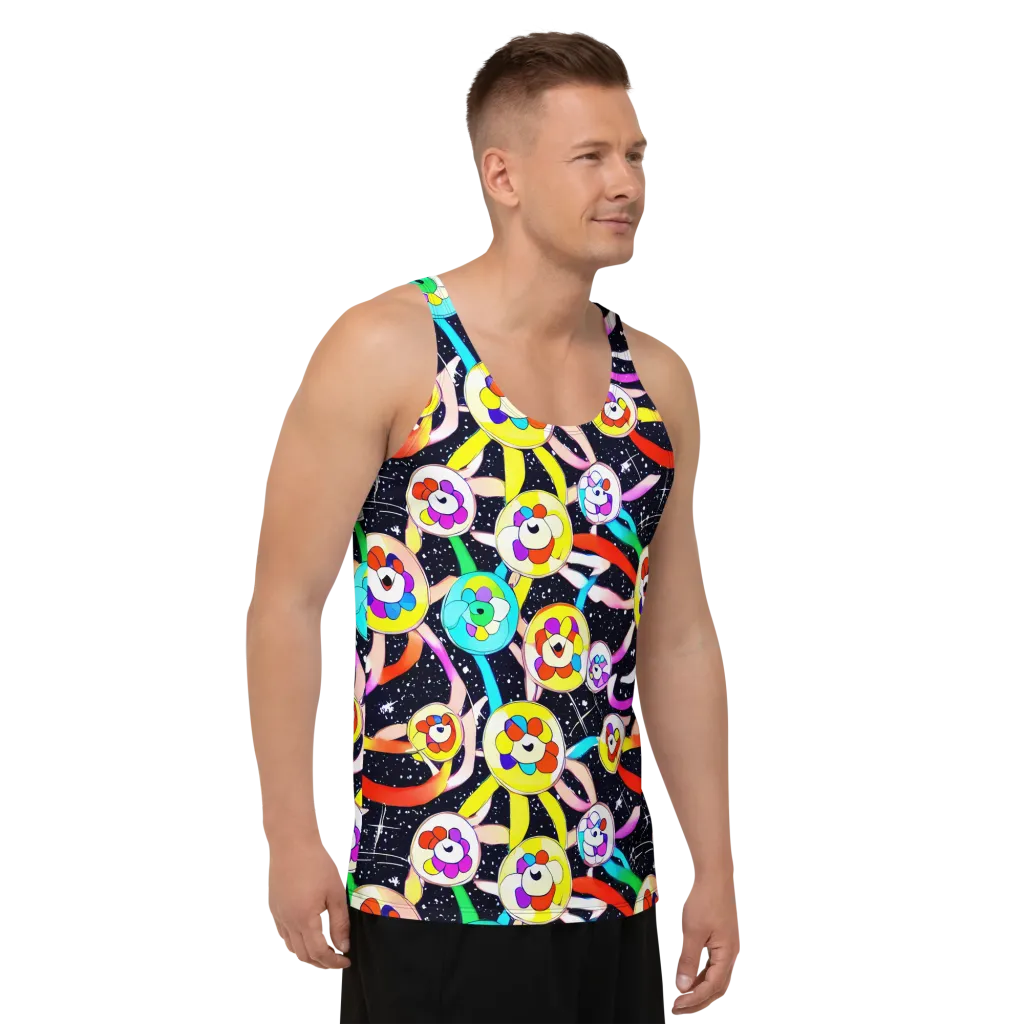 Cosmic Bloom Parade on Men's Tank Top — Right Front