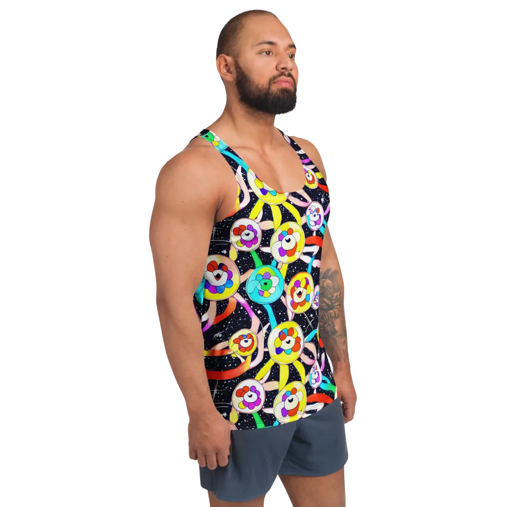 Cosmic Bloom Parade on Men's Tank Top — Right Front