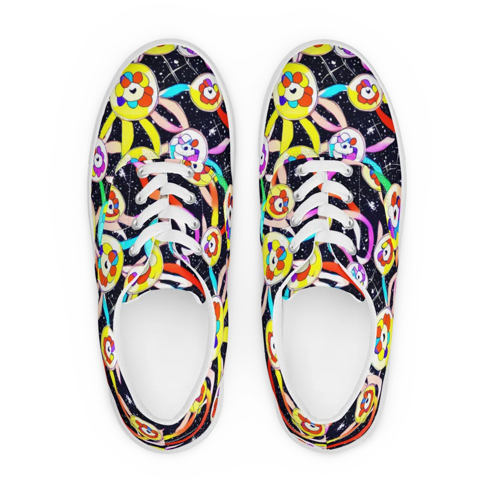 Cosmic Bloom Parade on Men's Lace-Up Canvas Shoes — Front