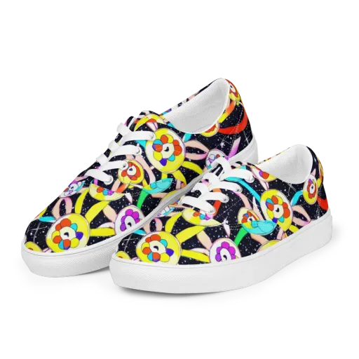 Cosmic Bloom Parade on a Men's Lace-Up Canvas Shoes