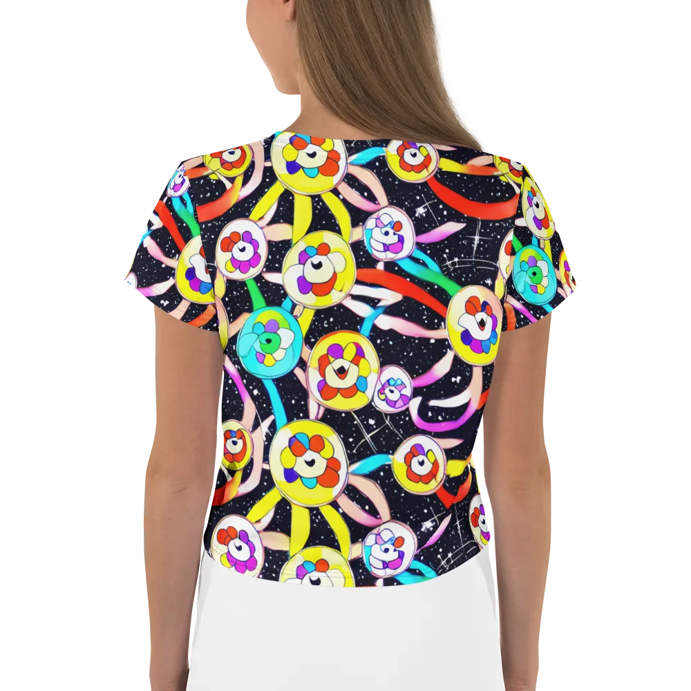 Cosmic Bloom Parade on Crop Tee — Back