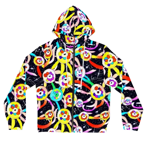 Cosmic Bloom Parade on a Women's Full-Zip Hoodie