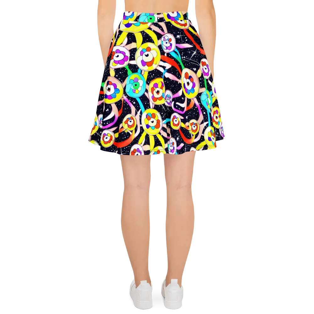 Cosmic Bloom Parade on Skater Skirt — Back