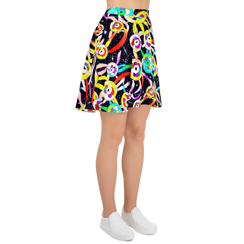 Cosmic Bloom Parade on Skater Skirt — Right