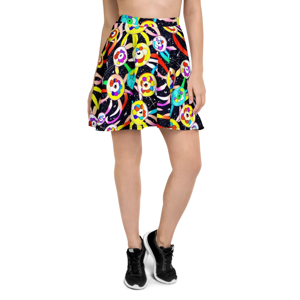 Cosmic Bloom Parade on Skater Skirt — Front