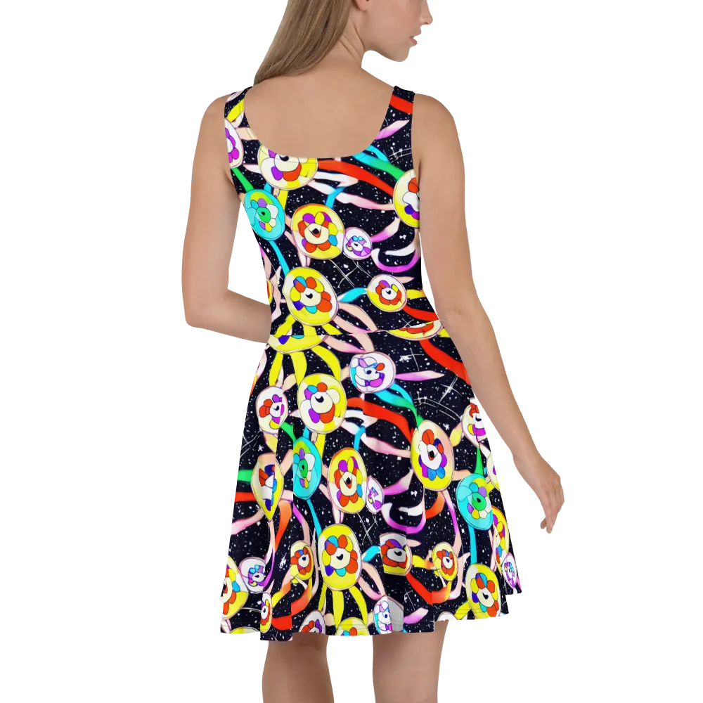 Cosmic Bloom Parade on Skater Dress — Back