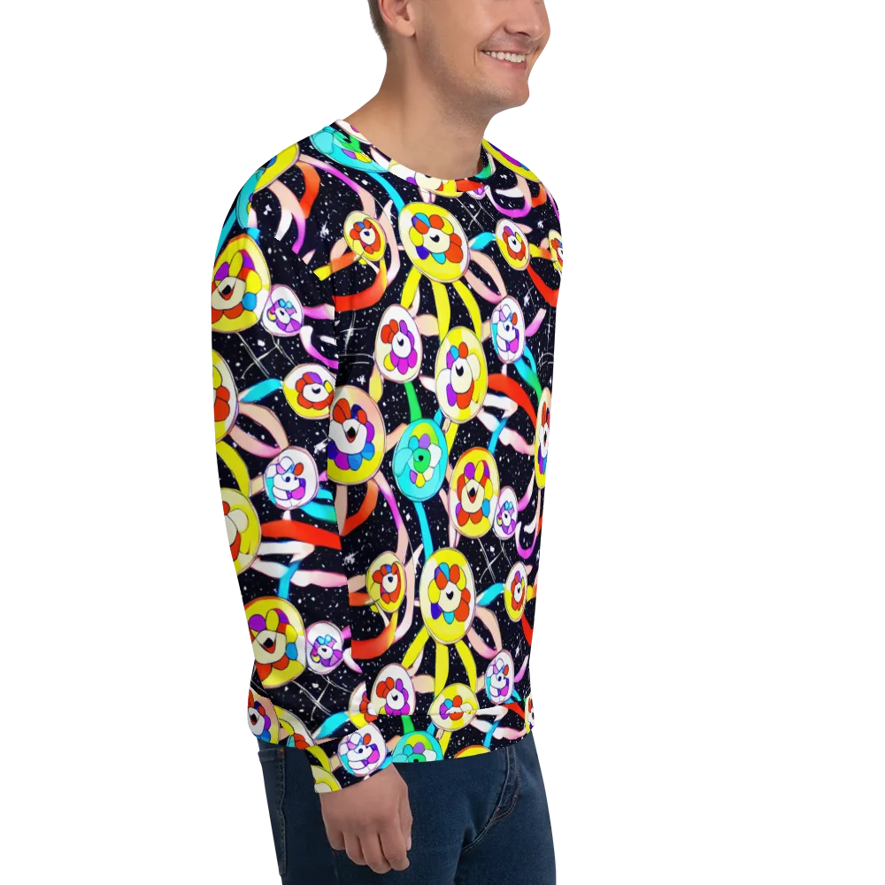 Cosmic Bloom Parade on Sweatshirt — Right Front