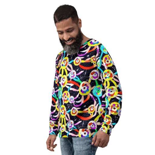 Cosmic Bloom Parade on a Sweatshirt