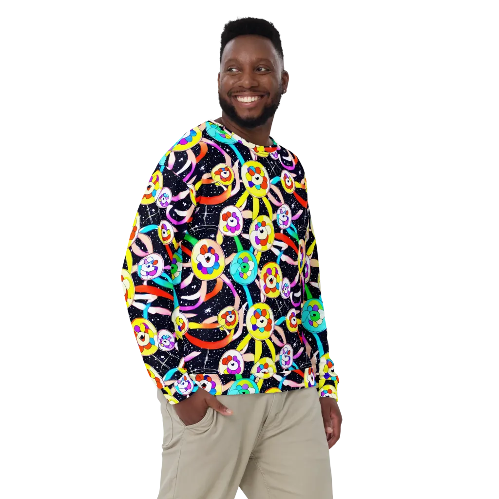 Cosmic Bloom Parade on Sweatshirt — Front
