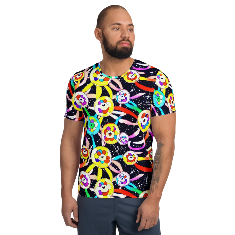 Cosmic Bloom Parade on Men's Athletic T-Shirt — Front
