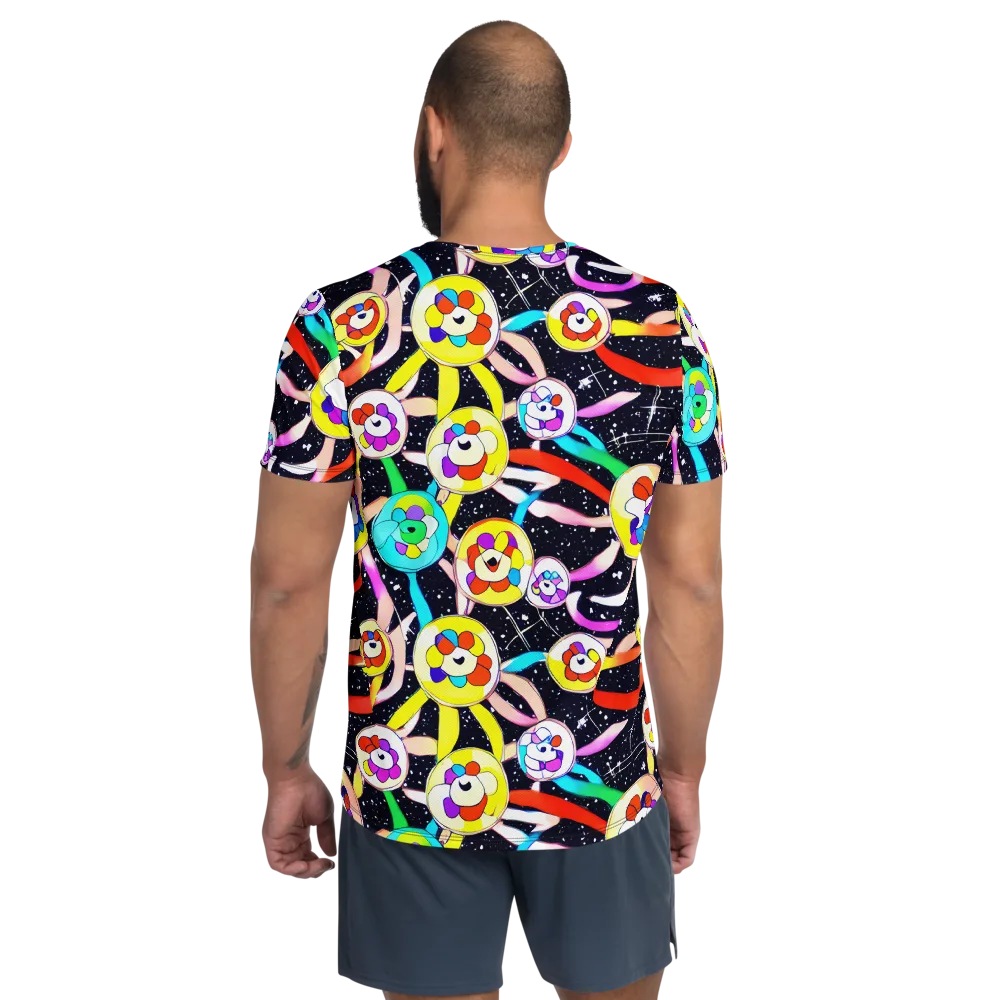 Cosmic Bloom Parade on Men's Athletic T-Shirt — Back