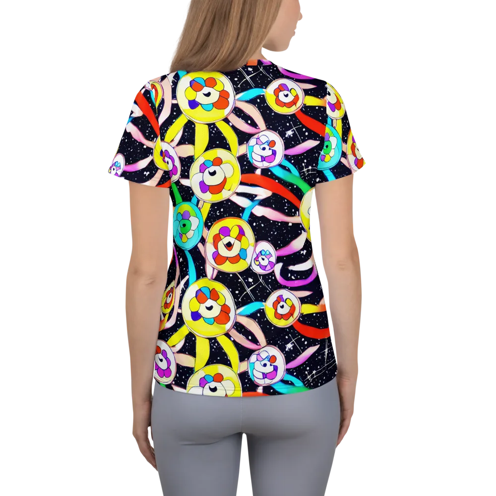 Cosmic Bloom Parade on Women's Athletic T-Shirt — Back