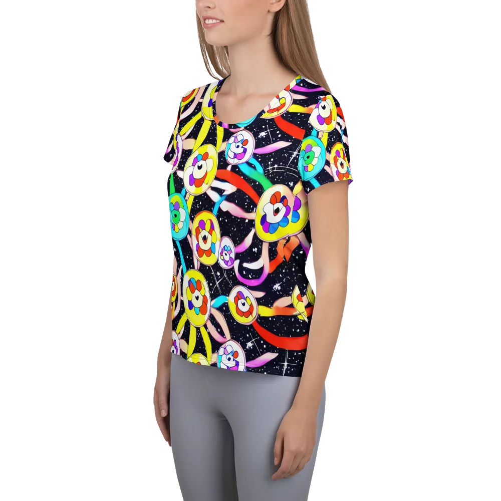 Cosmic Bloom Parade on Women's Athletic T-Shirt — Left