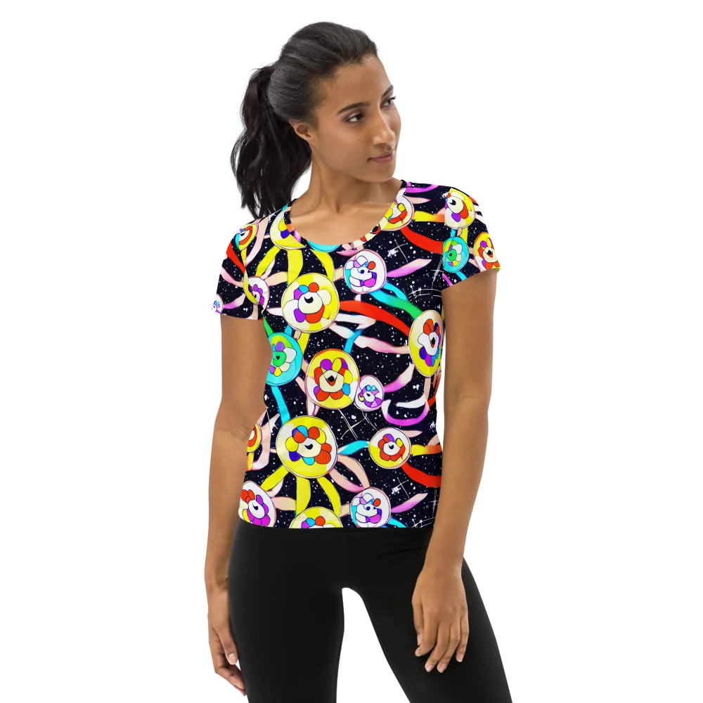 Cosmic Bloom Parade on Women's Athletic T-Shirt — Front