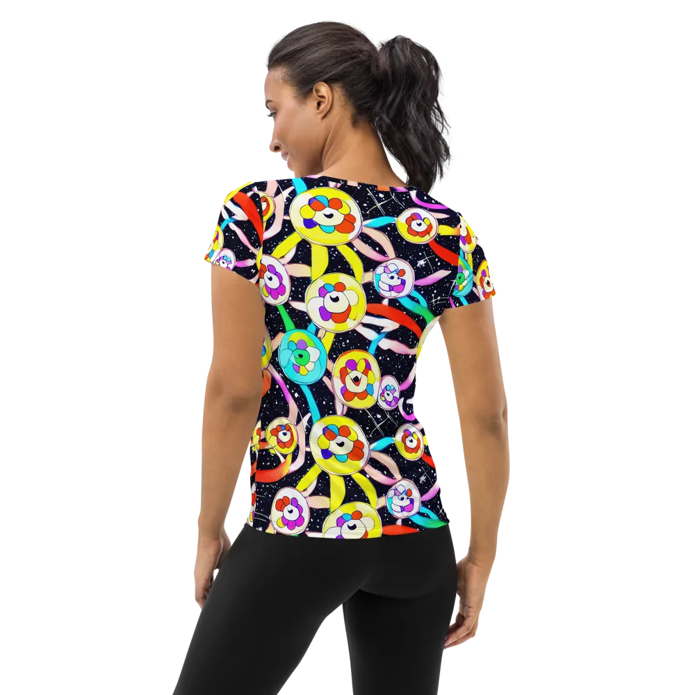 Cosmic Bloom Parade on Women's Athletic T-Shirt — Back