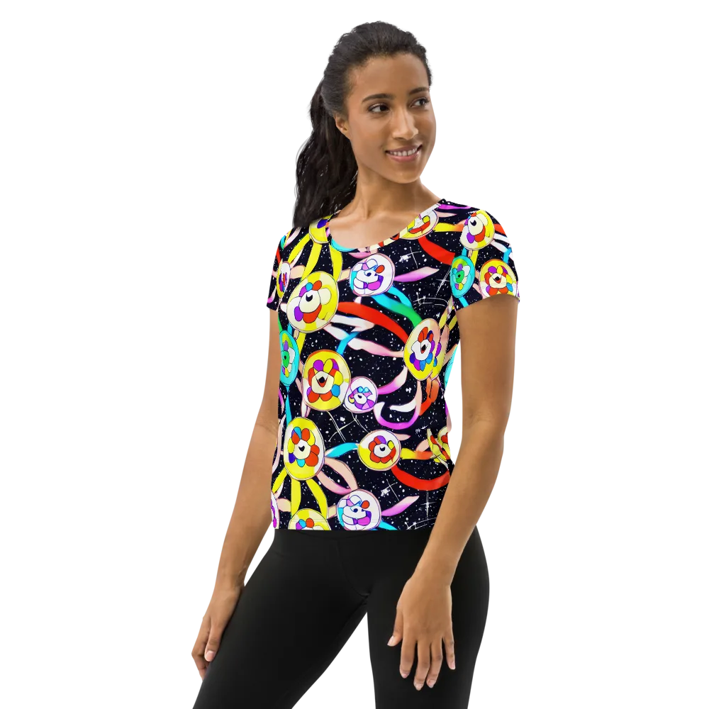 Cosmic Bloom Parade on Women's Athletic T-Shirt — Left