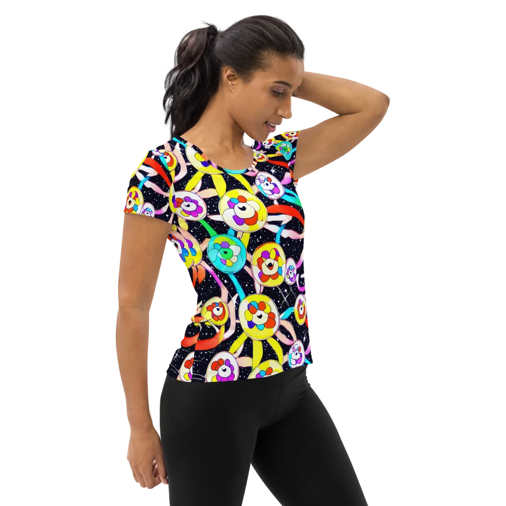 Cosmic Bloom Parade on Women's Athletic T-Shirt — Right