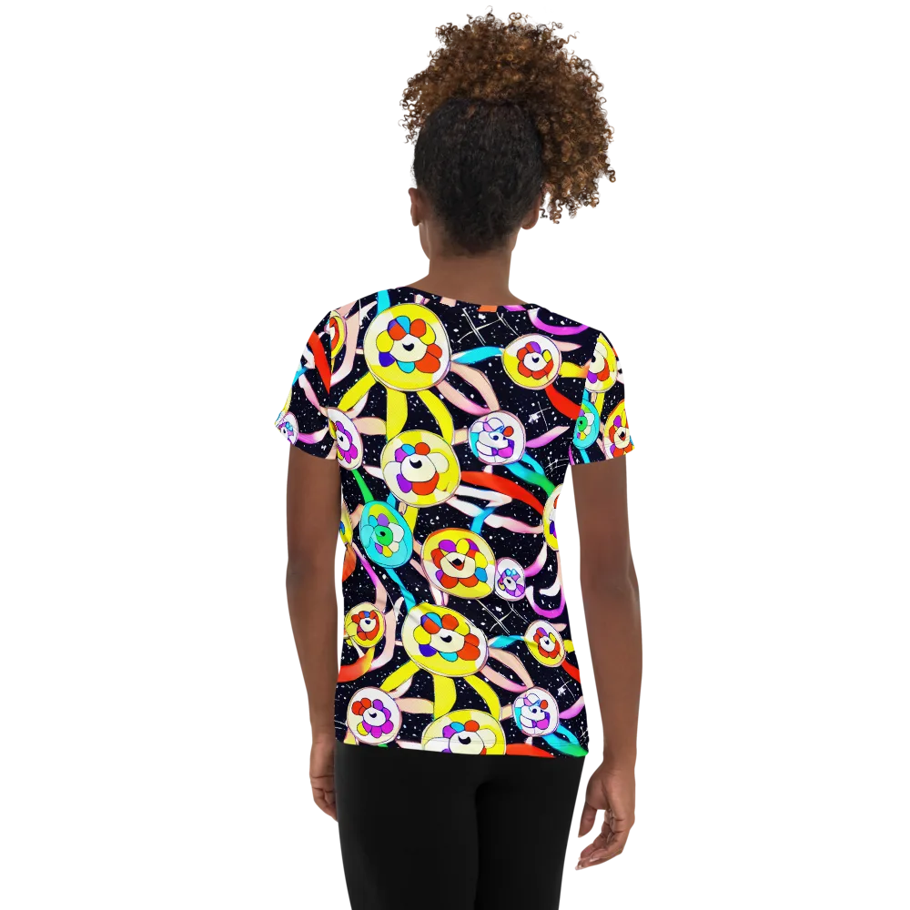 Cosmic Bloom Parade on Women's Athletic T-Shirt — Back