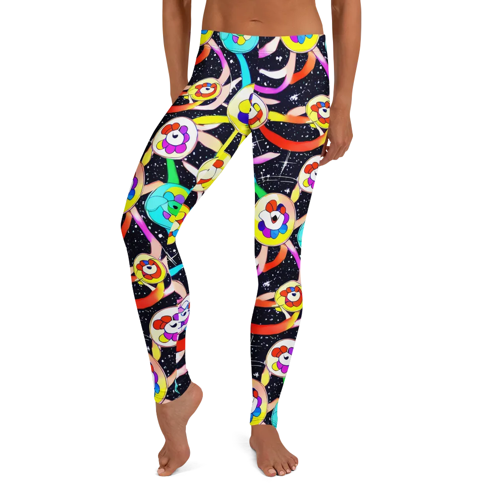 Cosmic Bloom Parade on Leggings — Front