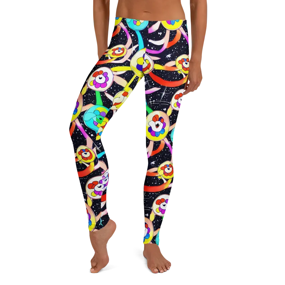 Cosmic Bloom Parade on Leggings — Front