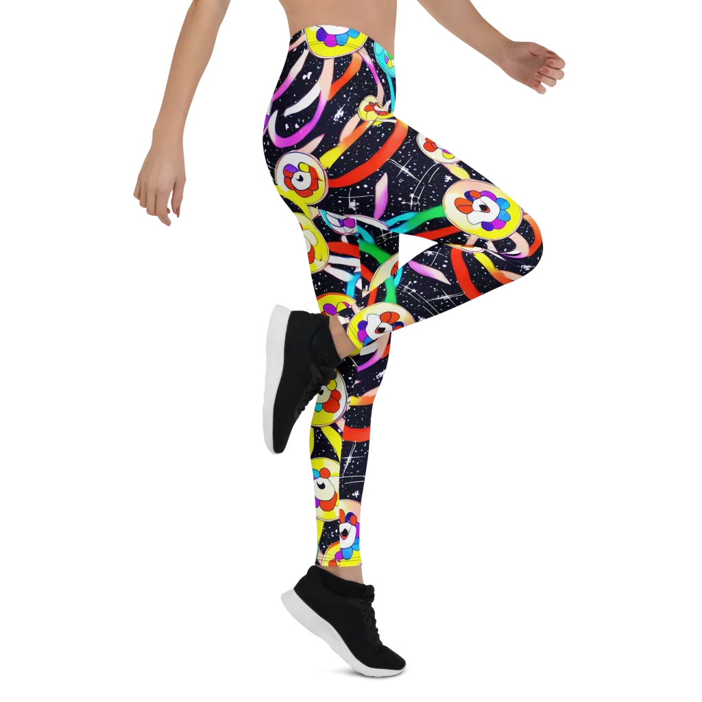 Cosmic Bloom Parade on Leggings — Right