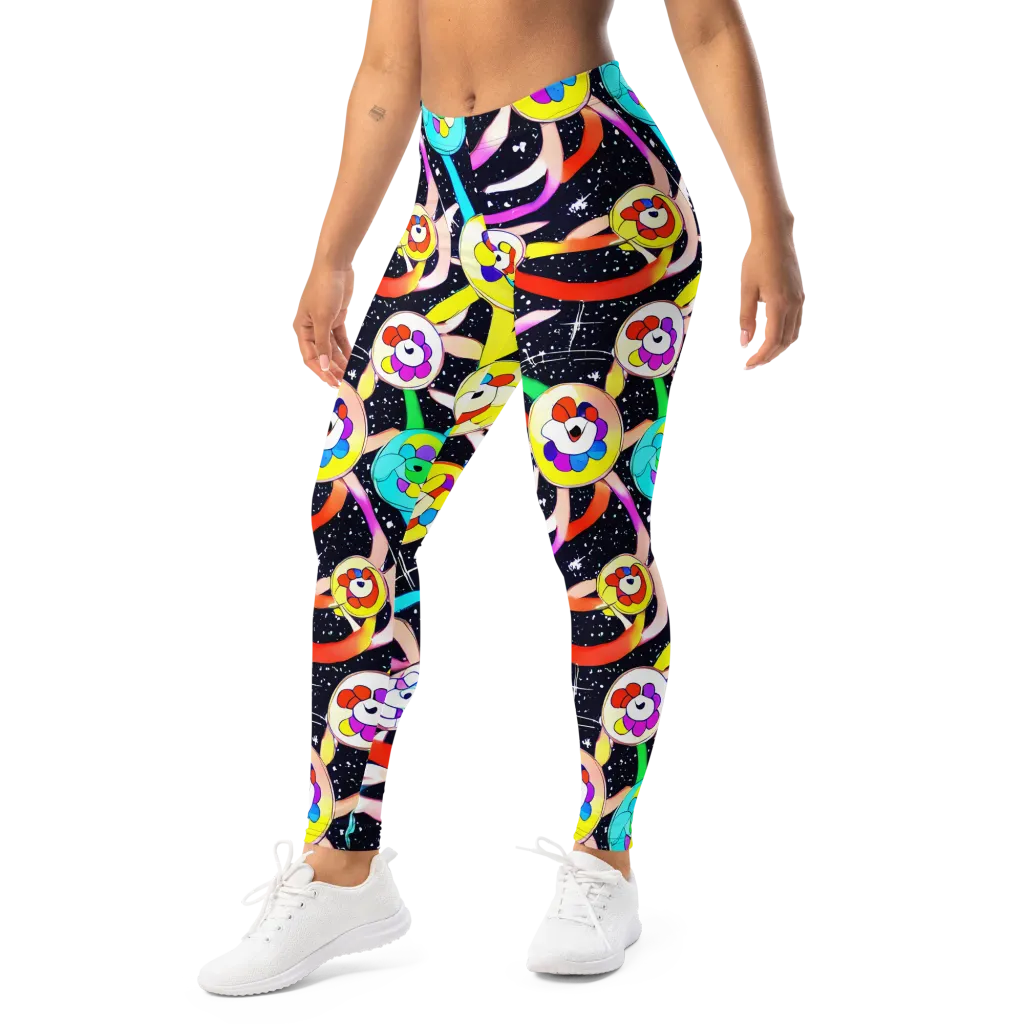 Cosmic Bloom Parade on Leggings — Left Front