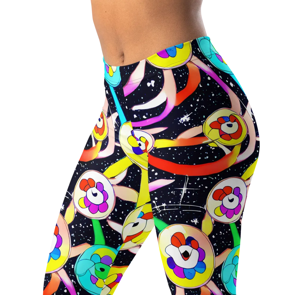 Cosmic Bloom Parade on Leggings — Left Front