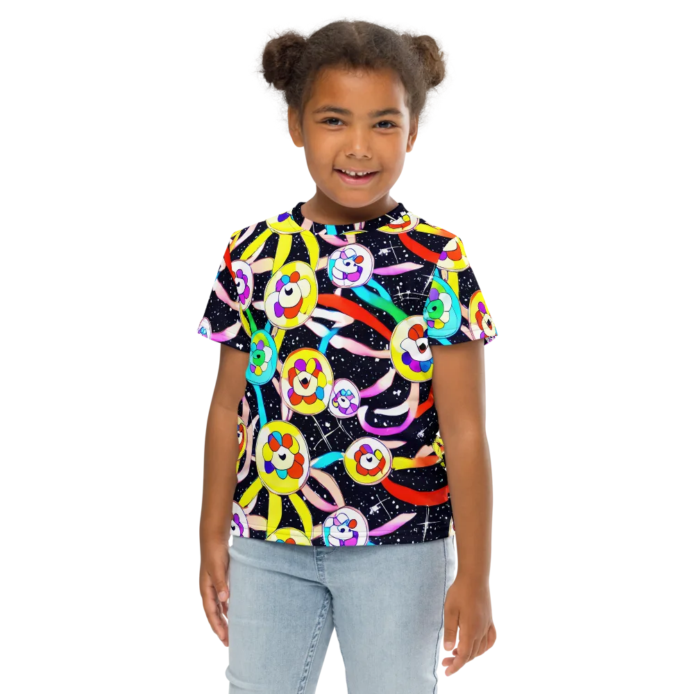 Cosmic Bloom Parade on Kids Crew Neck T-Shirt — Front