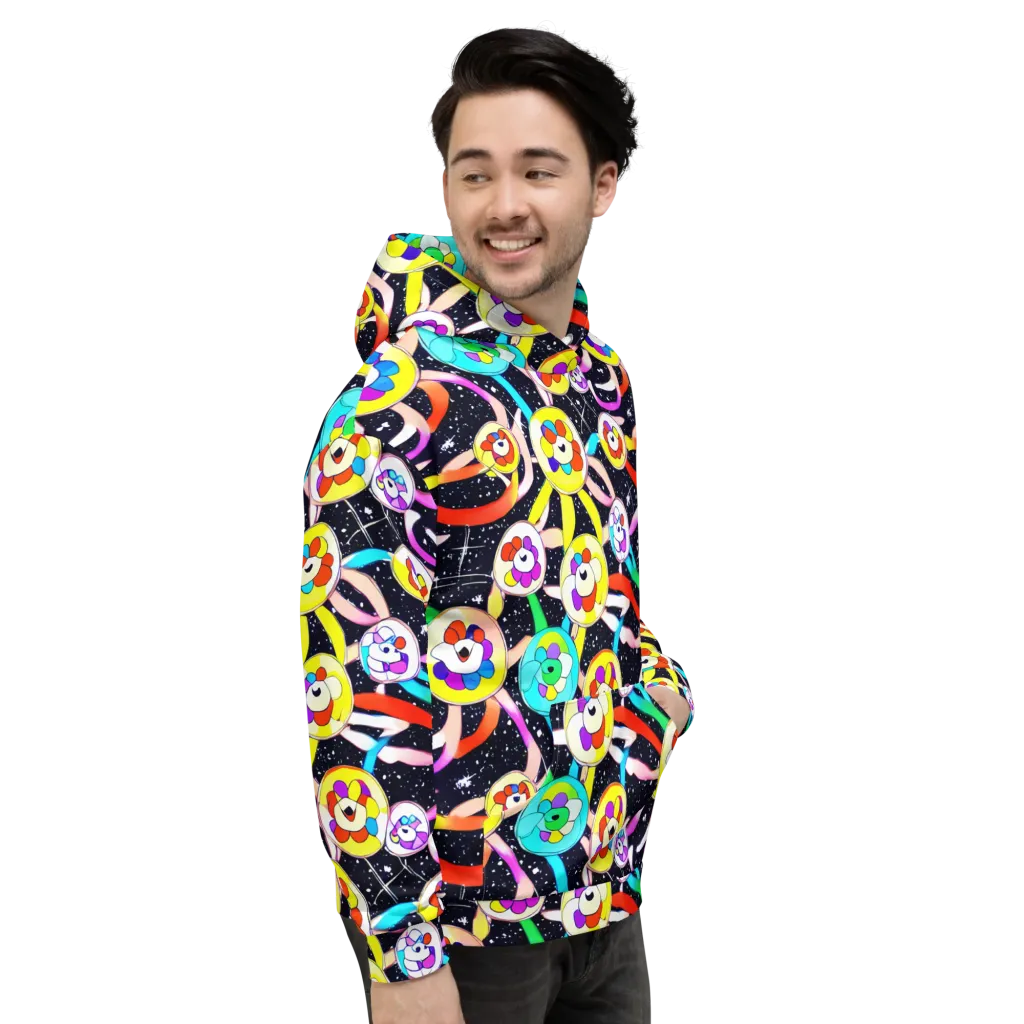 Cosmic Bloom Parade on Hoodie — Right