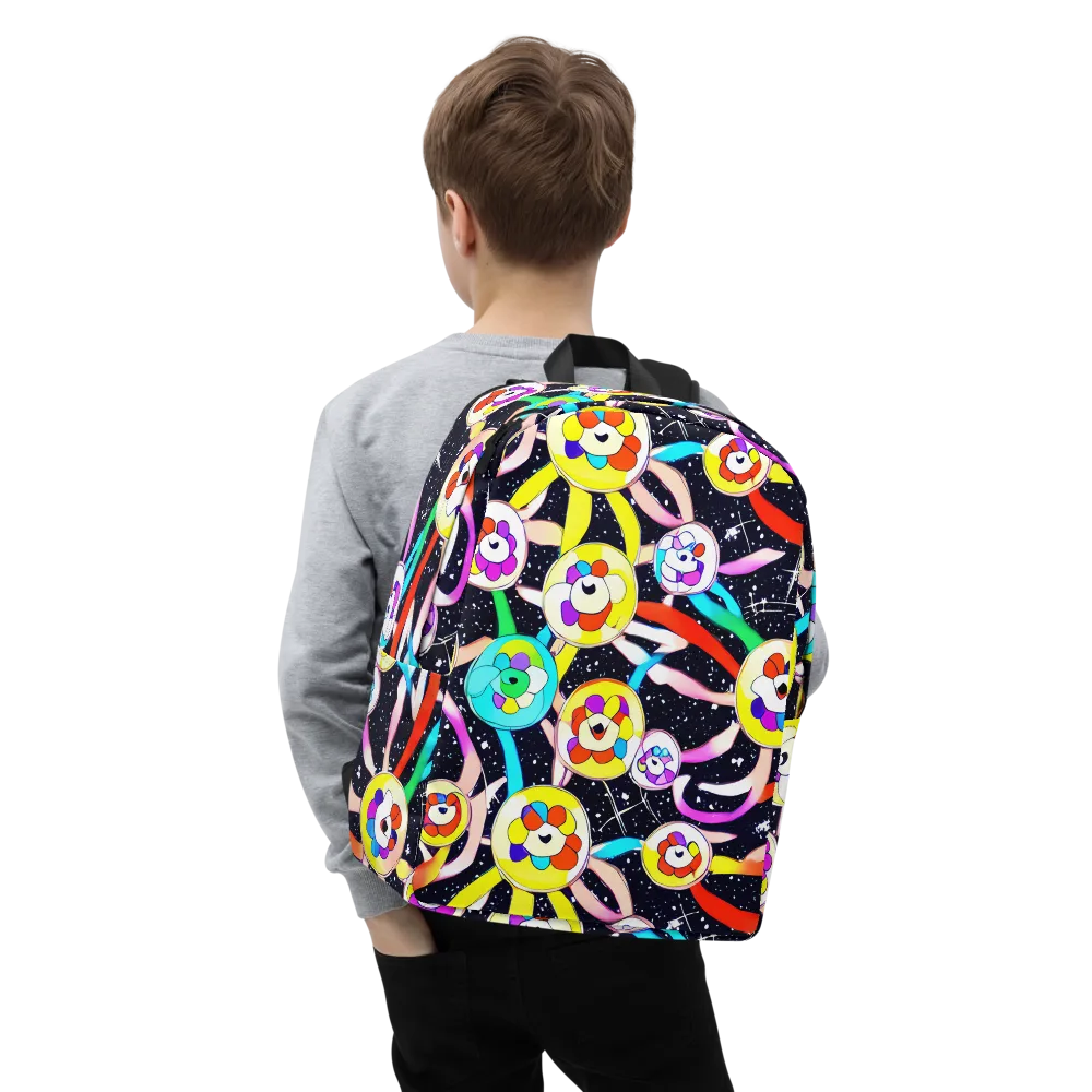 Cosmic Bloom Parade on Minimalist Backpack — Zoomed-in