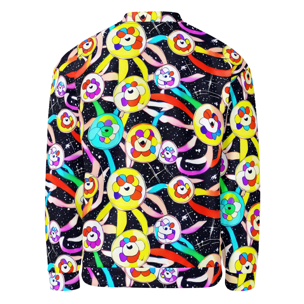 Cosmic Bloom Parade on Bomber Jacket — Back