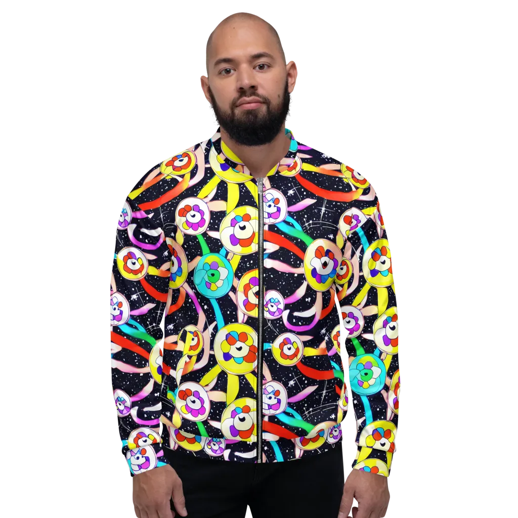 Cosmic Bloom Parade on Bomber Jacket — Front