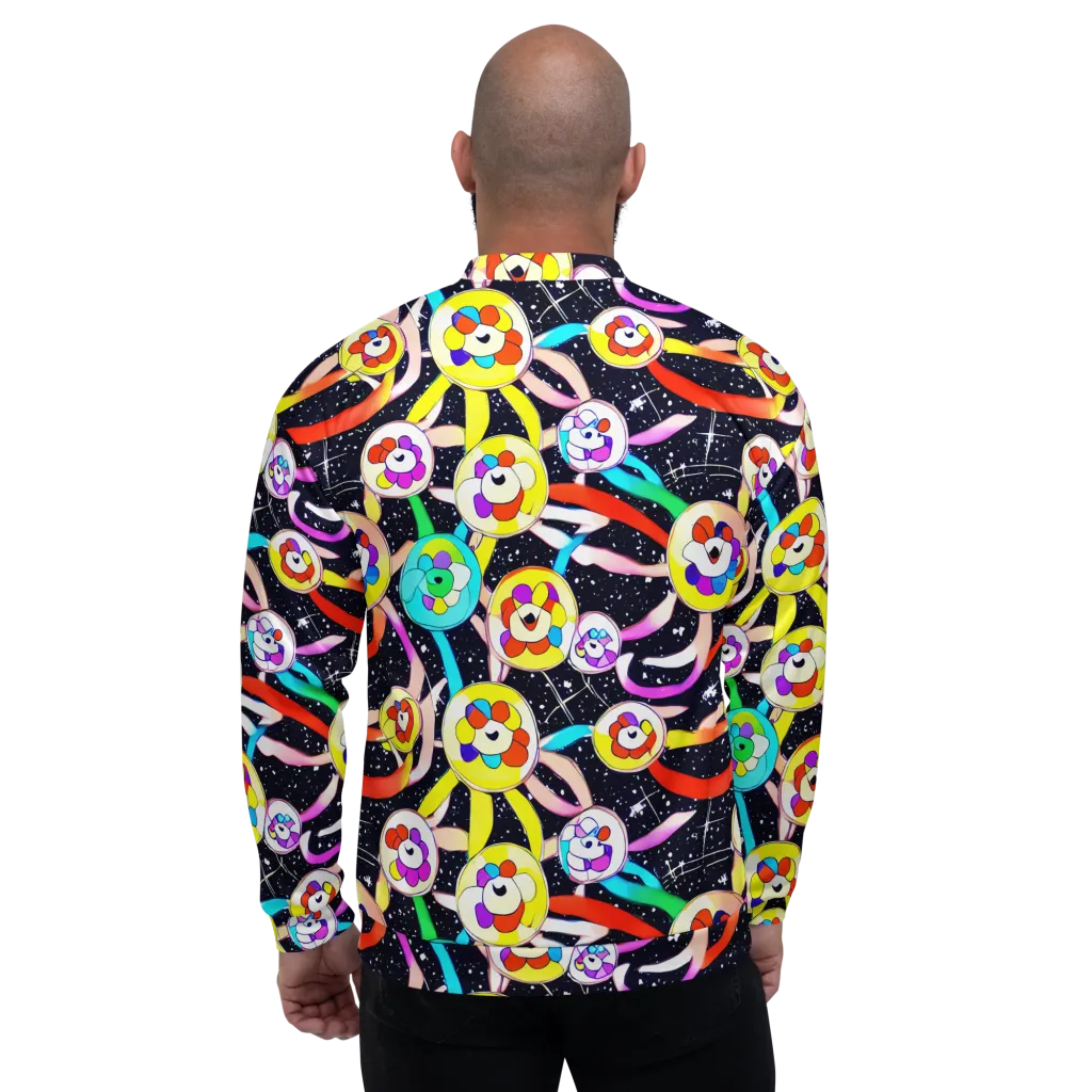 Cosmic Bloom Parade on Bomber Jacket — Back