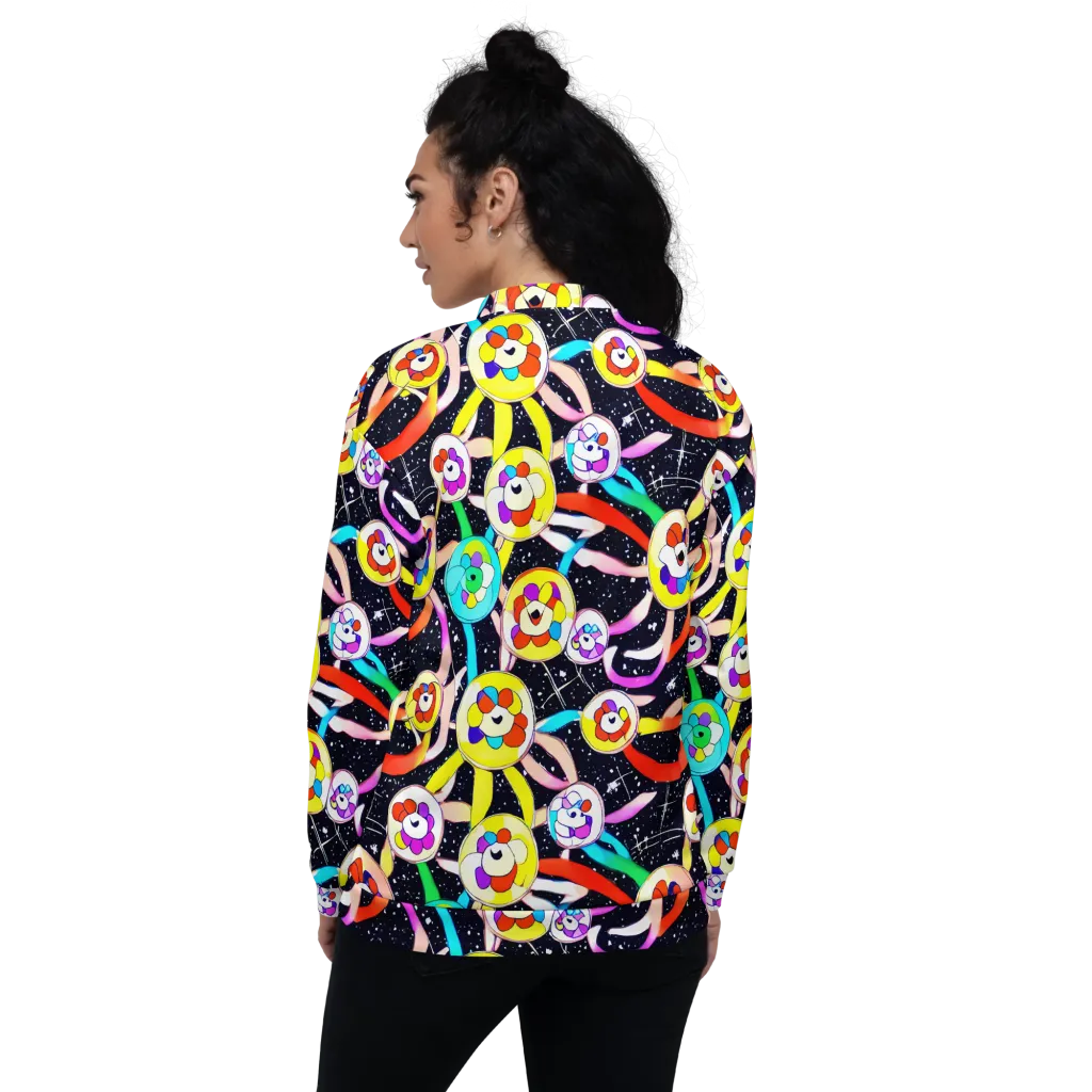 Cosmic Bloom Parade on Bomber Jacket — Back