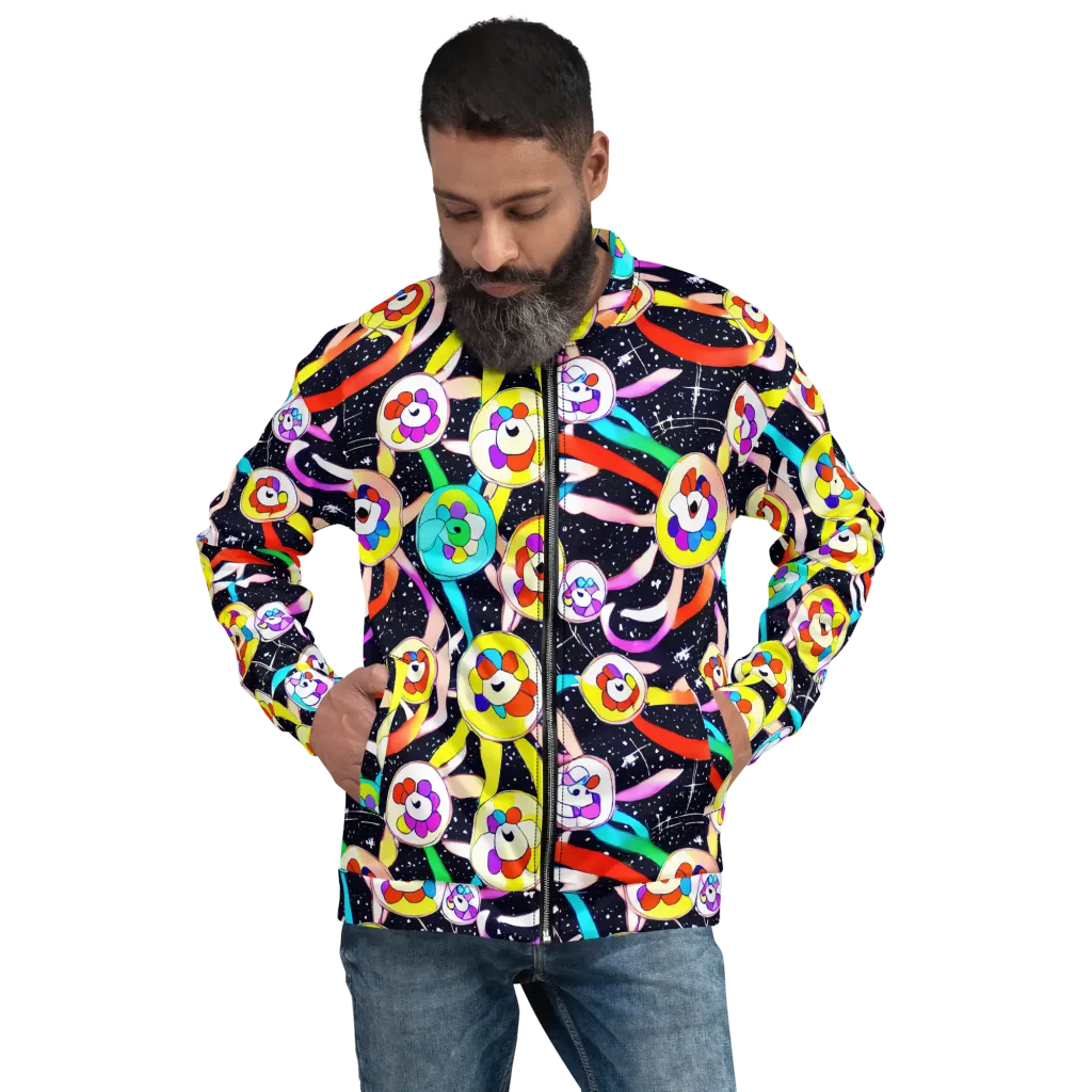Cosmic Bloom Parade on Bomber Jacket — Front