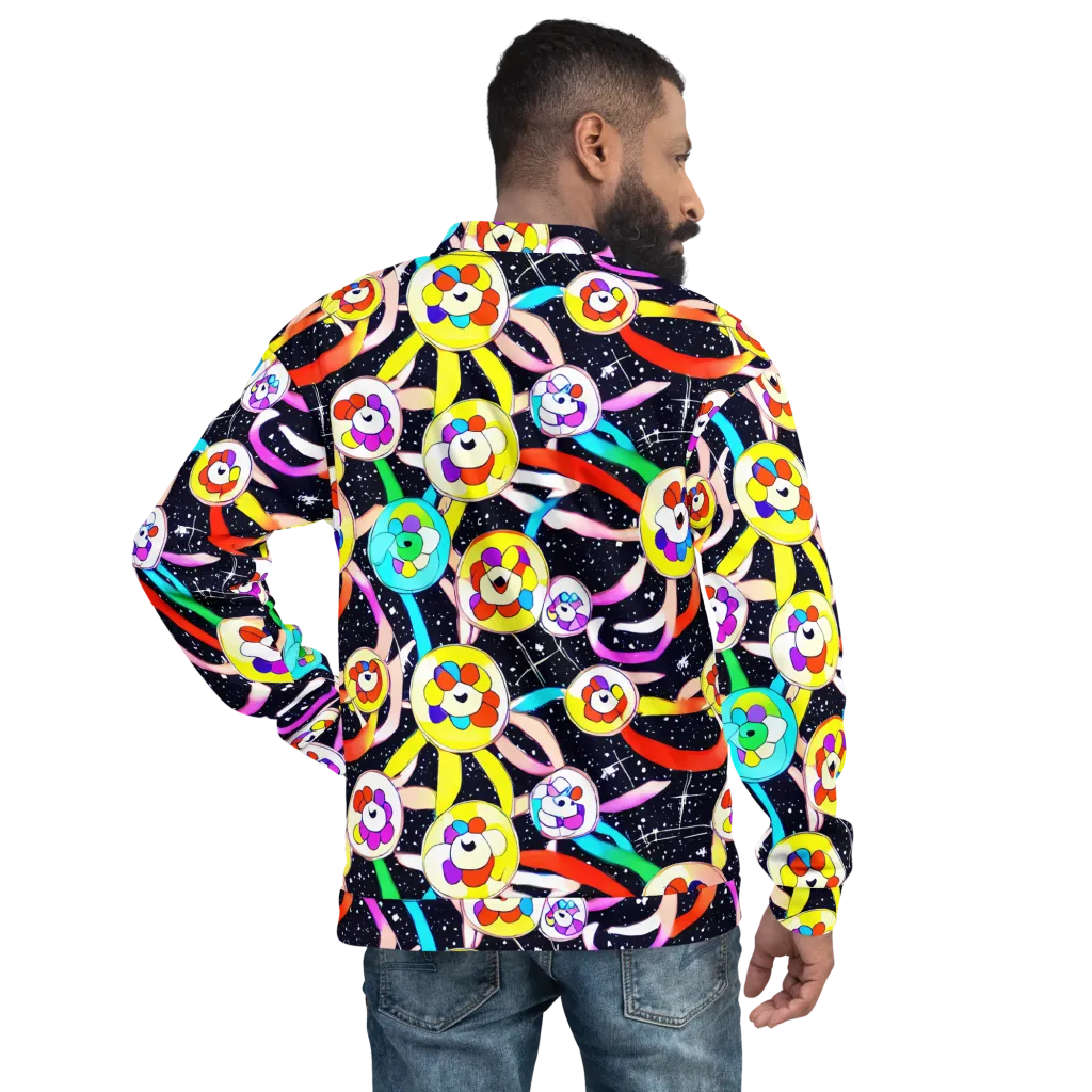 Cosmic Bloom Parade on Bomber Jacket — Back