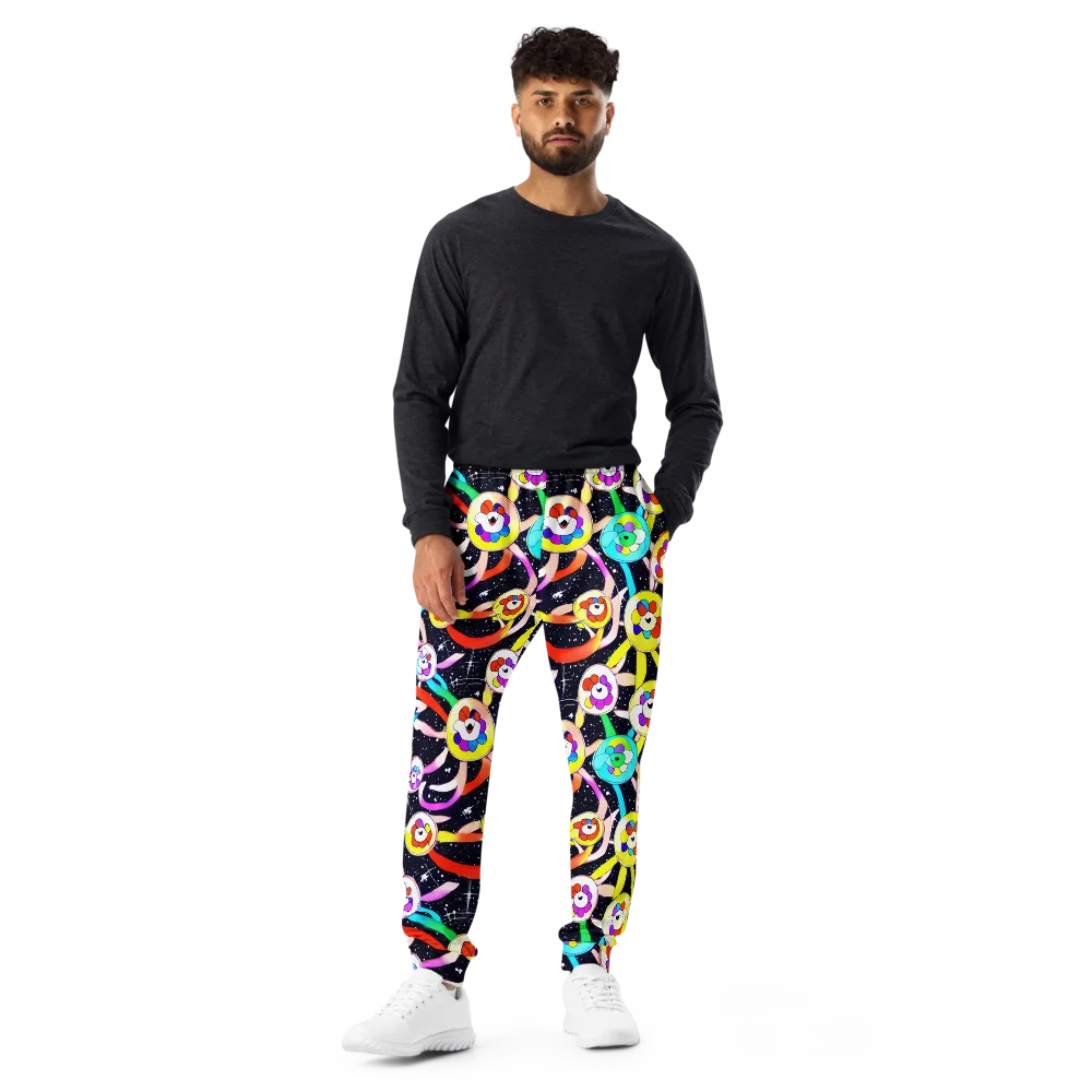 Cosmic Bloom Parade on Men's Joggers — Front
