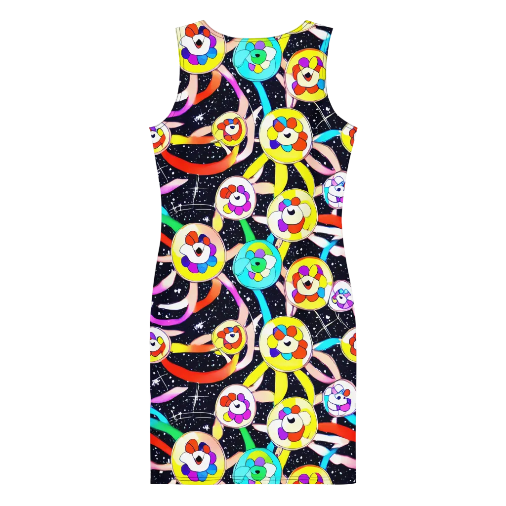 Cosmic Bloom Parade on Bodycon Dress — Back