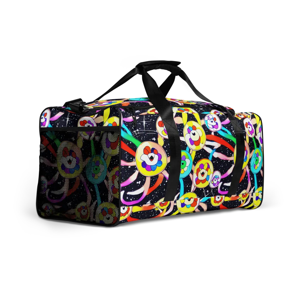 Cosmic Bloom Parade on Duffle Bag — Right Front