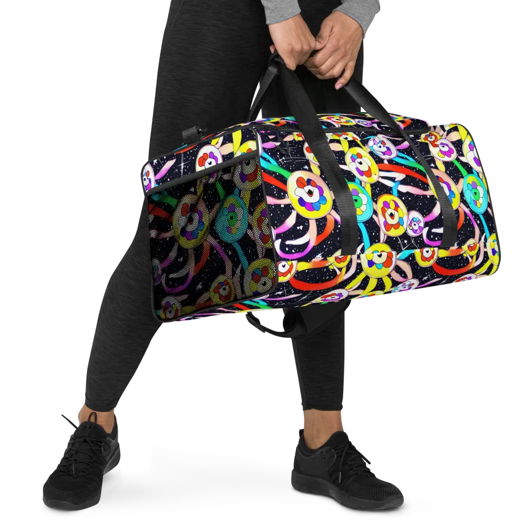 Cosmic Bloom Parade on Duffle Bag — Right Front