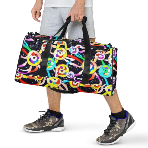 Cosmic Bloom Parade on a Duffle Bag
