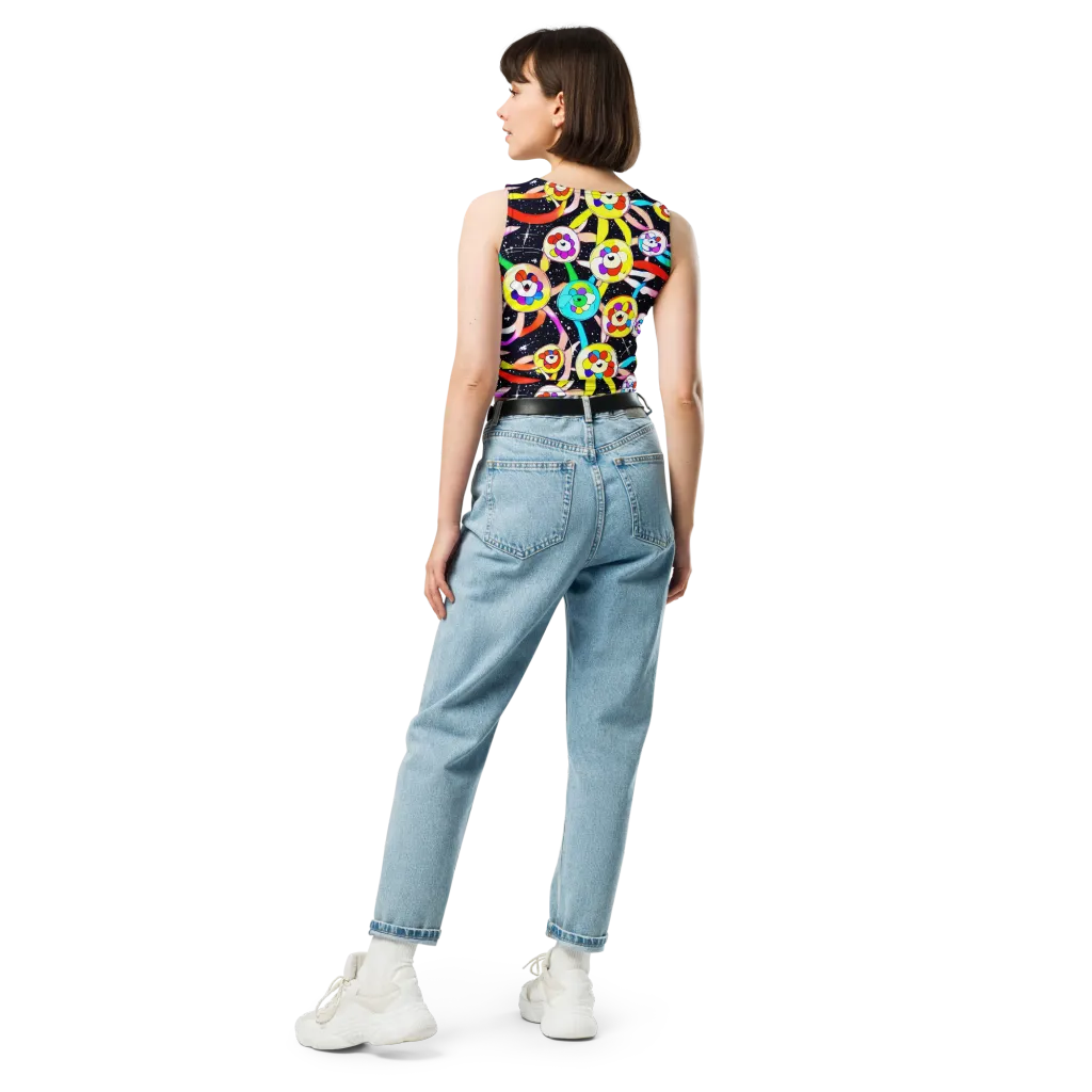 Cosmic Bloom Parade on Crop Top — Back