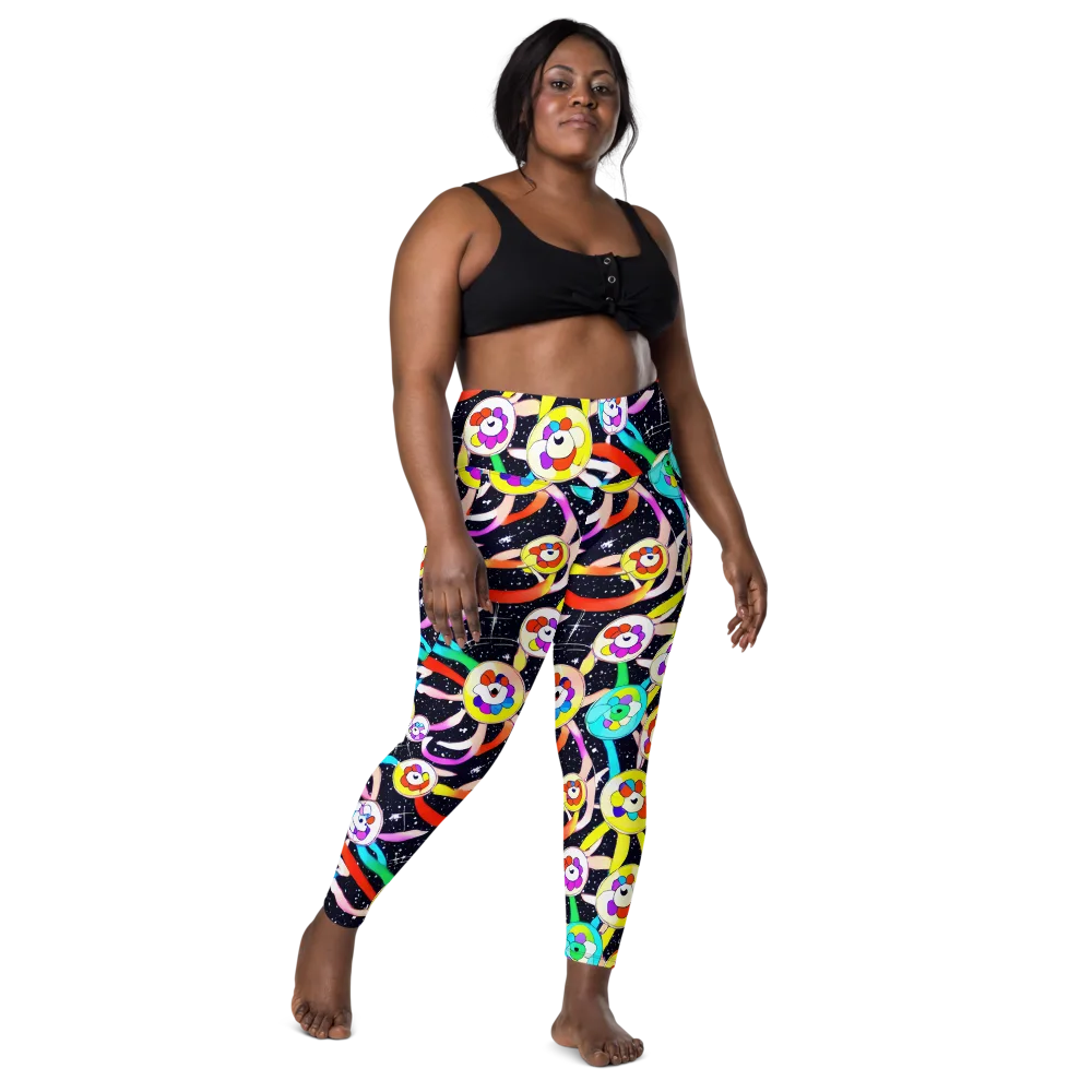 Cosmic Bloom Parade on Leggings with Pockets — Front