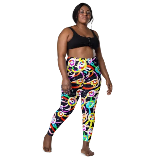 Cosmic Bloom Parade on a Leggings with Pockets