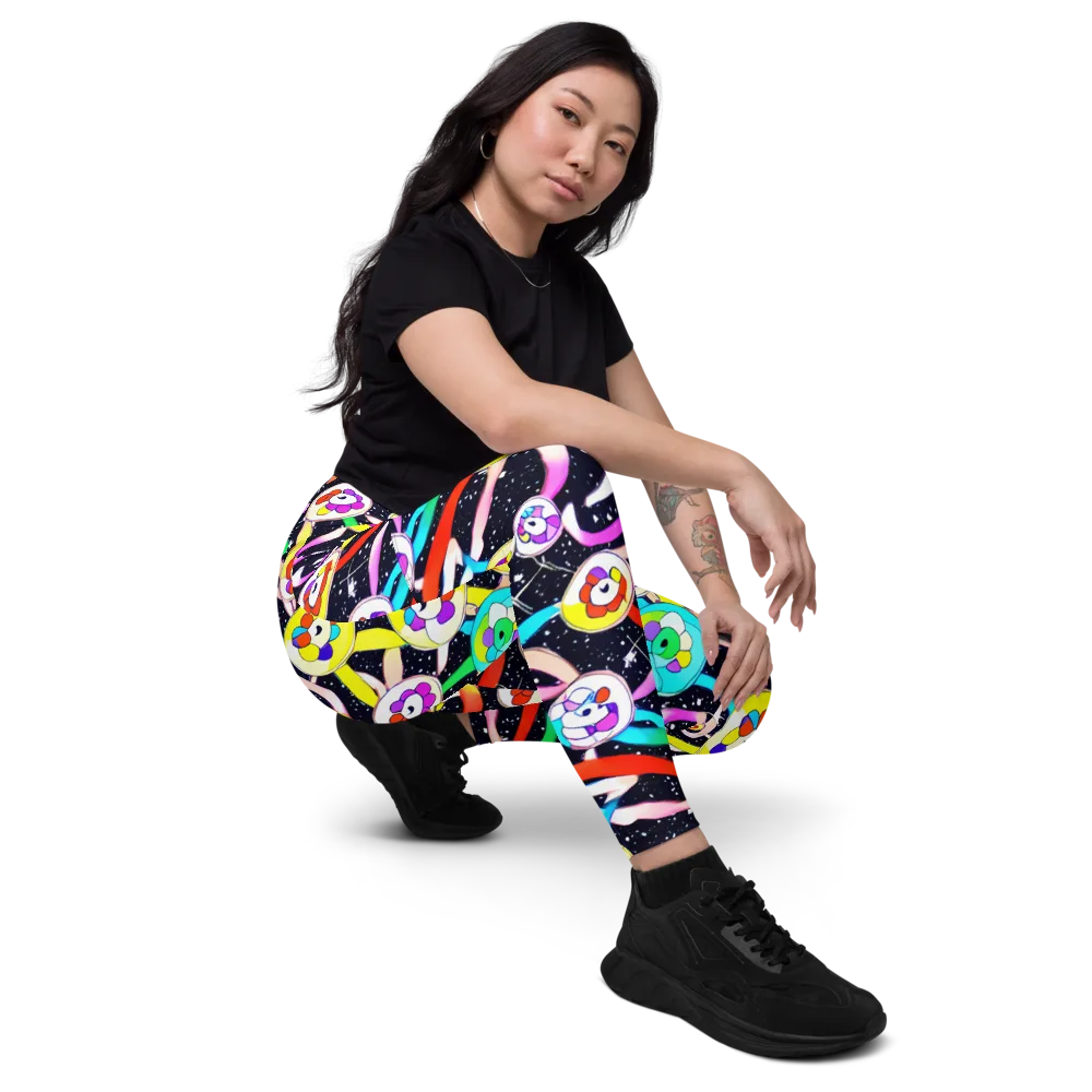 Cosmic Bloom Parade on Leggings with Pockets — Right Front