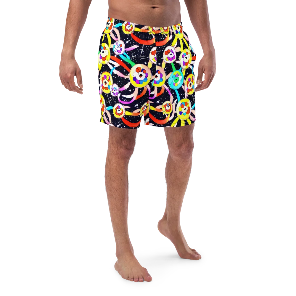 Cosmic Bloom Parade on Swim Trunks — Front